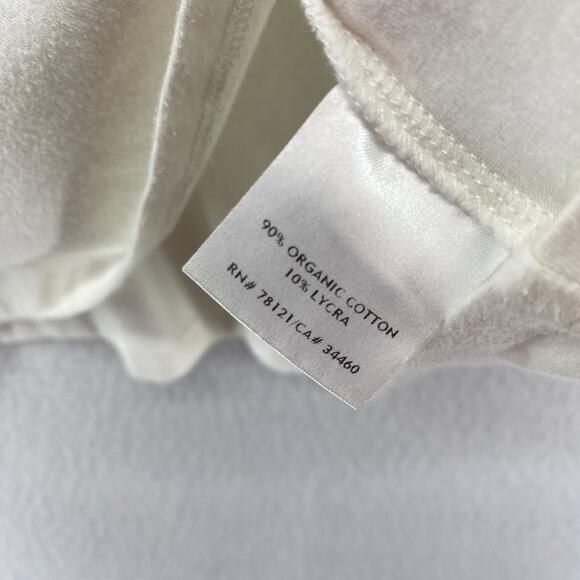 EILEEN FISHER Tank Top M Organic Cotton Jersey Racerback Halter Shelf Bra Ivory - Picture 9 of 13